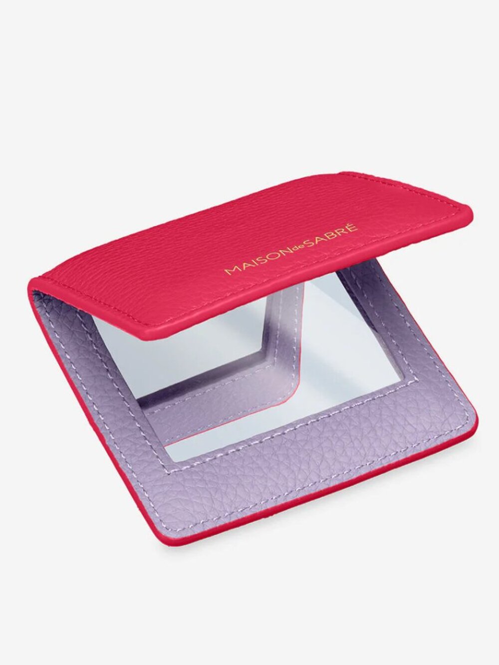 Maison de Sabre Mirror Fuchsia Lavender Pocket Leather Embossed Mirror